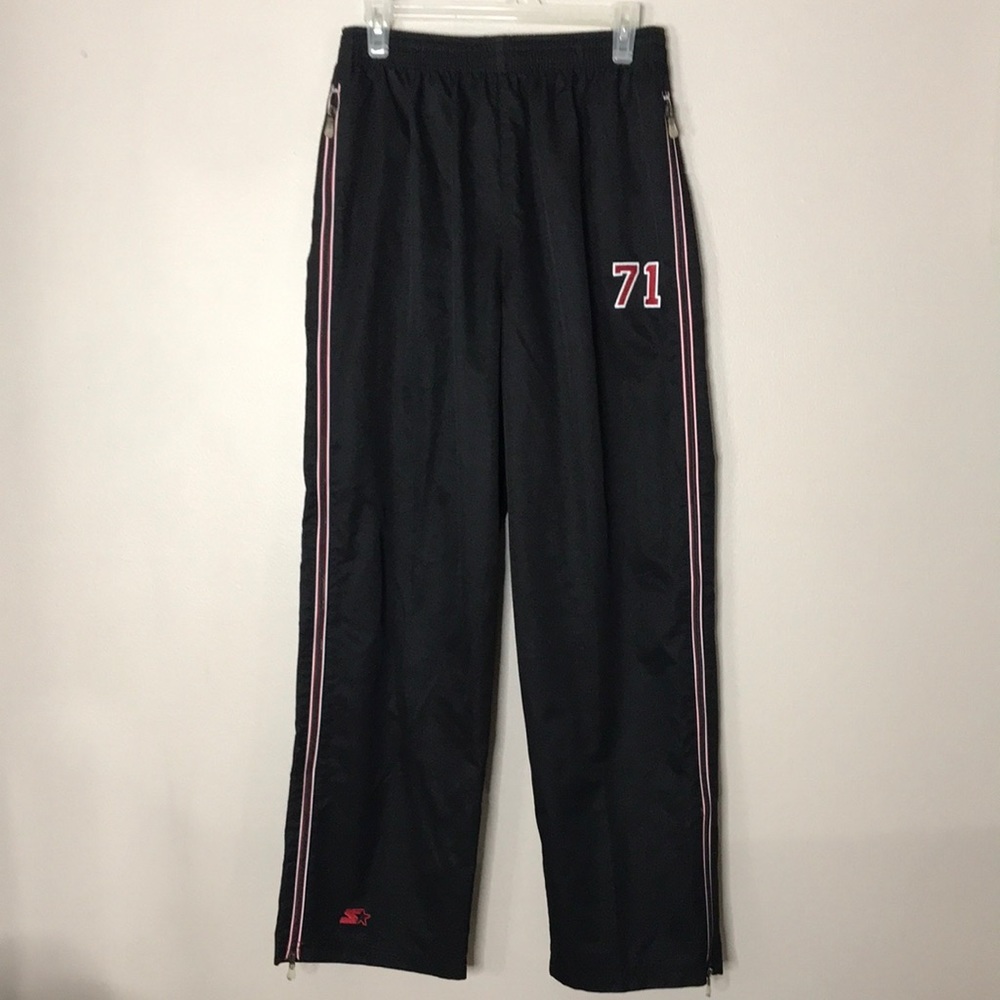 Vintage starter black 71 nylon elastic waist pants size medium